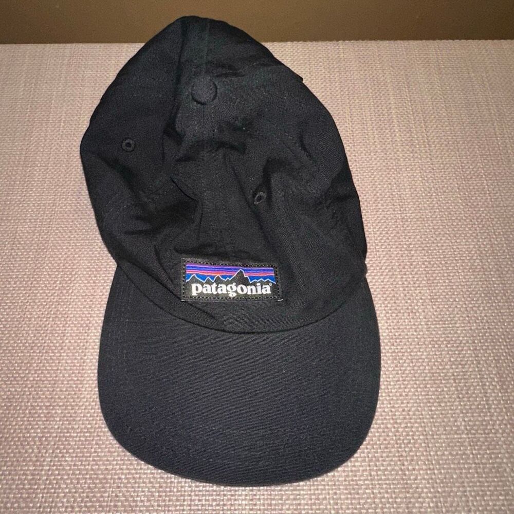 Patagonia Unisex Solid Black Baseball Cap Logo Adjustable Slider Strap EUC